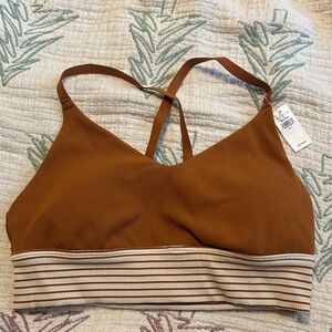 Offline by Aerie Ribbed Strappy Bralette in Rust with Striped Band
